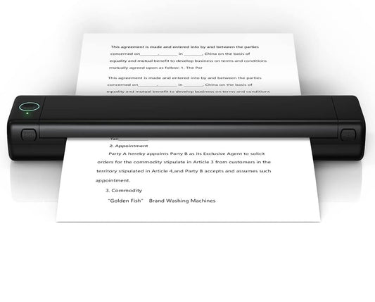 Imprimanta termica portabila A4, Bluetooth, USB, compatibila cu iOS/Android/Windows/MAC, printare termica directa, fara tus, aplicatie, baterie de 1200 mAh