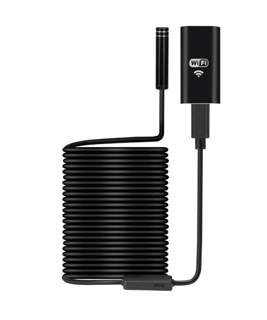 Endoscop cu camera video, cablu dur 10 metri, HD, Wi-Fi cu conectare la telefon, compatibil iOS sau Android, LED-uri diferite intensitati, rezistent la apa