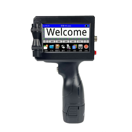 Imprimanta de mana portabila, tip Handheld, potrivit pentru suprafete multiple, coduri de bare, cartus de cerneala neagra integrat, dimensiuni inaltime imprimare 2-12.7 mm, Touchscreen